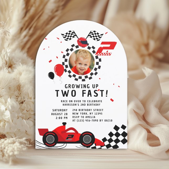 Invitación Foto de cumpleaños número 2 de Two Fast Red Racing (Subido por el creador)