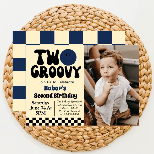 Invitación Foto de cumpleaños número 2 de Two Groovy Boy  (Subido por el creador)