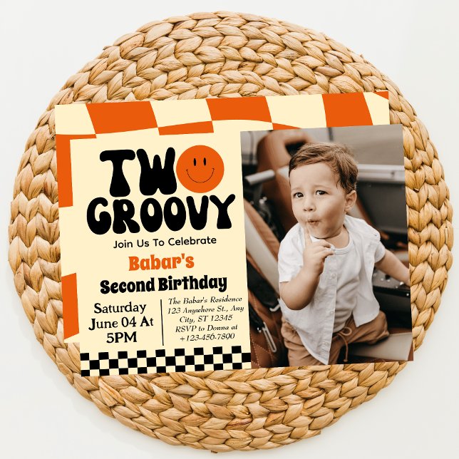 Invitación Foto de cumpleaños número 2 de Two Groovy Boy  (Subido por el creador)