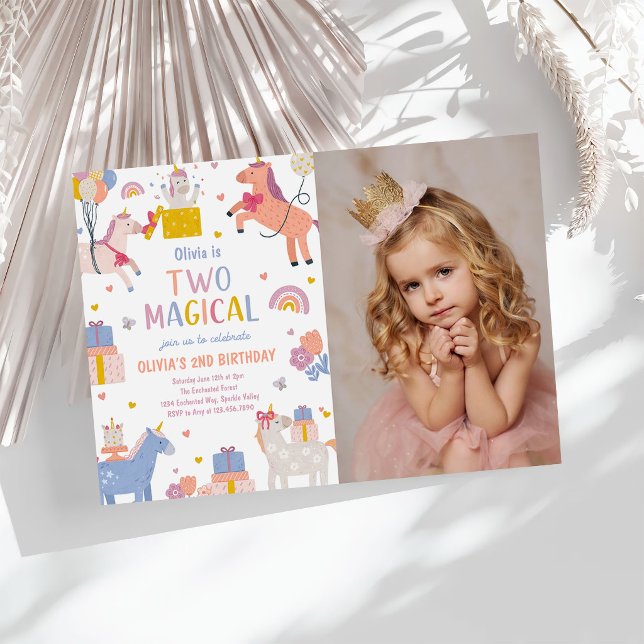 Invitación Foto de cumpleaños número 2 de Unicornio Dos Mágic (Subido por el creador)
