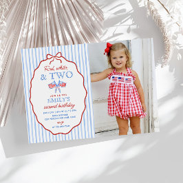 Invitación Foto de cumpleaños número 2 el 4 de julio de rojo 
