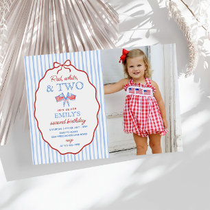 Invitación Foto de cumpleaños número 2 el 4 de julio de rojo