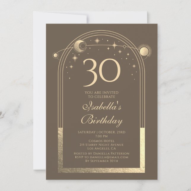 Invitación Foto de cumpleaños número 30 de Mocha Gold Celesti (Anverso)