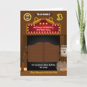 Invitación Foto de cumpleaños número 3 de vaquero del Oeste S