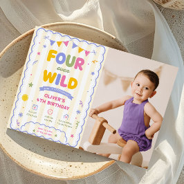 Invitación Foto de cumpleaños número 4 de Four Ever Wild Colo