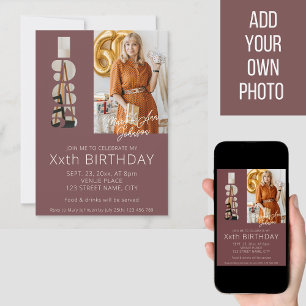 Invitación Foto de cumpleaños número 60 nacida en 1965 en roj