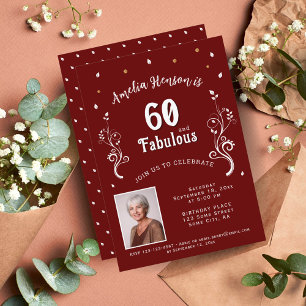 Invitación Foto de cumpleaños número 60 y fabuloso follaje ro