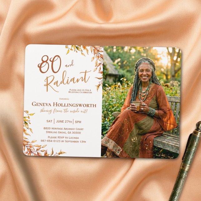 Invitación Foto de cumpleaños número 80 con temática botánica (Subido por el creador)