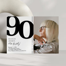 Foto de cumpleaños número 90 en blanco y negro mod