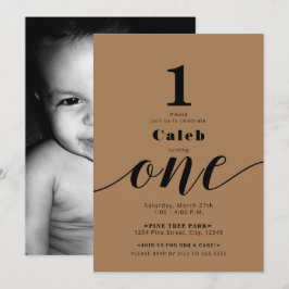 Invitación Foto de cumpleaños número uno 1ST de cualquier col