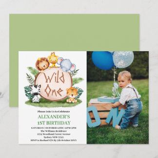 Invitación Foto de cumpleaños número uno de Safari de la Jung