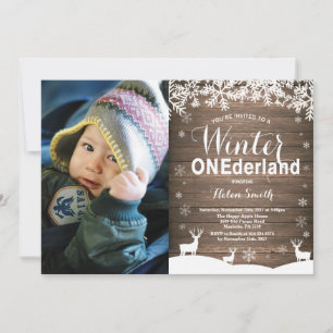 Invitación Foto de cumpleaños número uno de Winter Onederland