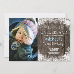 Invitación Foto de cumpleaños número uno de Winter Onederland