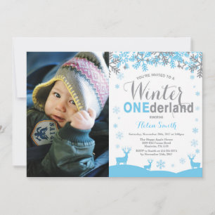 Invitación Foto de cumpleaños número uno de Winter Onederland