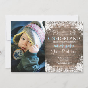 Invitación Foto de cumpleaños número uno de Winter Onederland