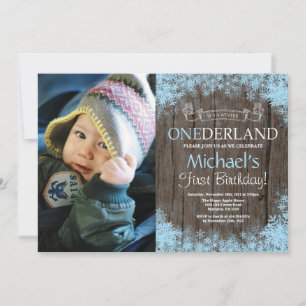 Invitación Foto de cumpleaños número uno de Winter Onederland