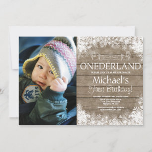 Invitación Foto de cumpleaños número uno de Winter Onederland