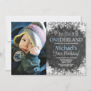 Invitación Foto de cumpleaños número uno de Winter Onederland