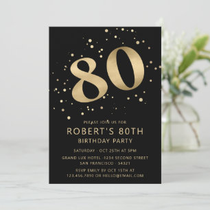 Invitación Foto de cumpleaños ochenta 80 moderno con brillo d
