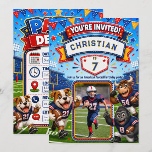 Invitación Foto de cumpleaños personalizada de fútbol america