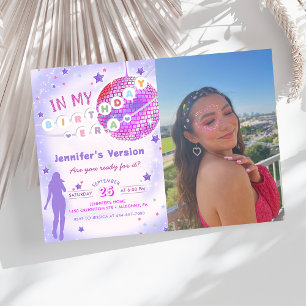 Invitación Foto De Cumpleaños Púrpura En Mi Era De Cumpleaños
