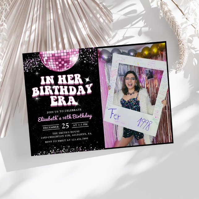 Invitación Foto De Cumpleaños Rosa Morado En Mi Era De Cumple (Subido por el creador)