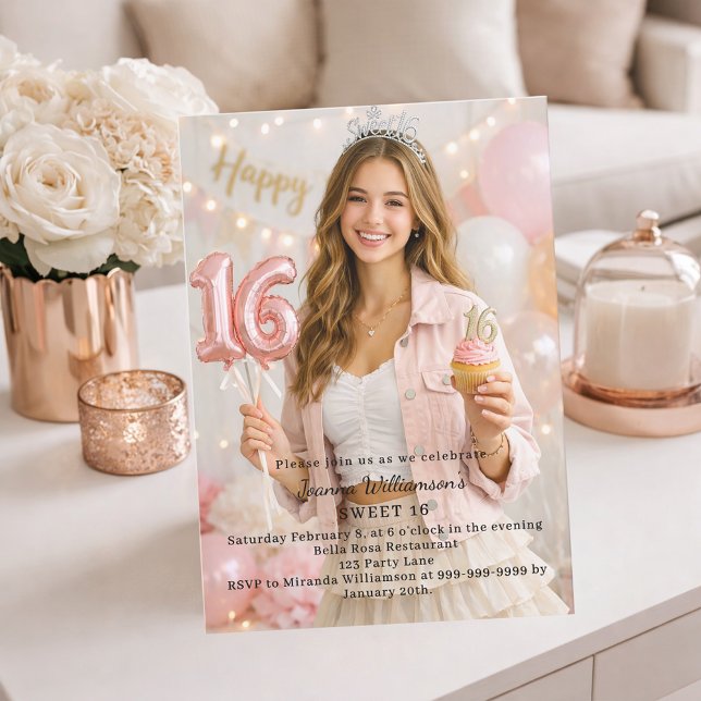 Invitación Foto de cumpleaños Sweet 16 (Subido por el creador)