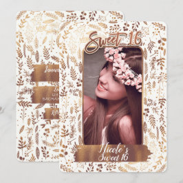 Invitación Foto de cumpleaños Sweet 16 moderna con lámina de
