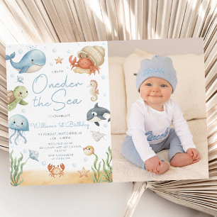 Invitación Foto de cumpleaños uno bajo el mar