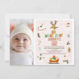 Invitación Foto de Cute Oh Qué Navidades Divertidos Primer Cu