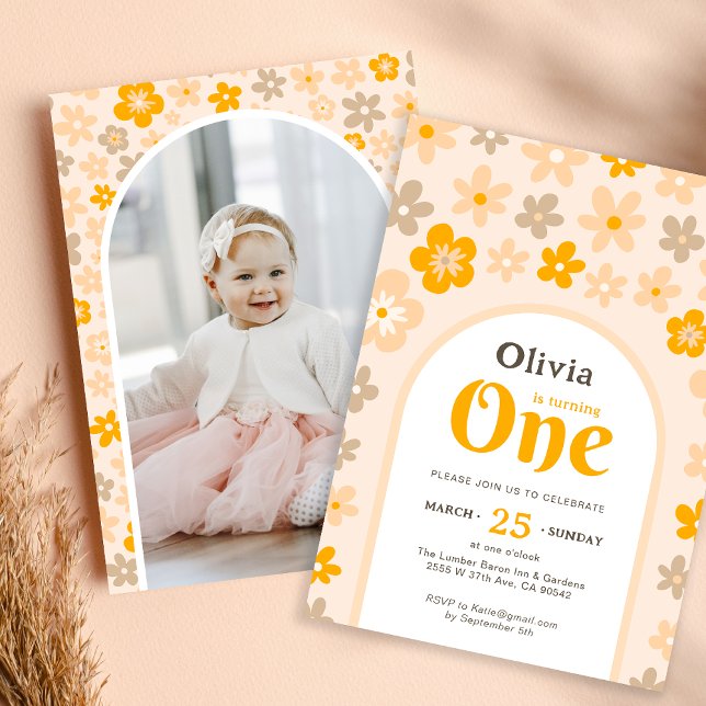 Invitación Foto de Daisy Boho Floral Primer Fiesta de cumplea (Subido por el creador)