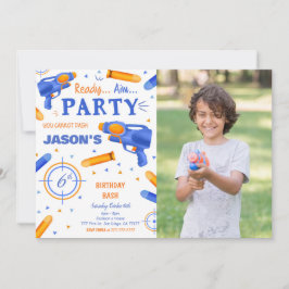 Invitación Foto de Dart Gun azul y Naranja