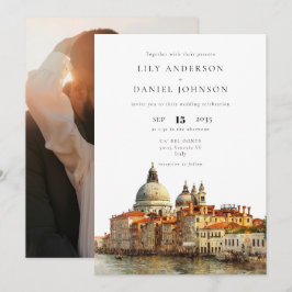 Invitación Foto de destino de la silueta de Venecia para boda