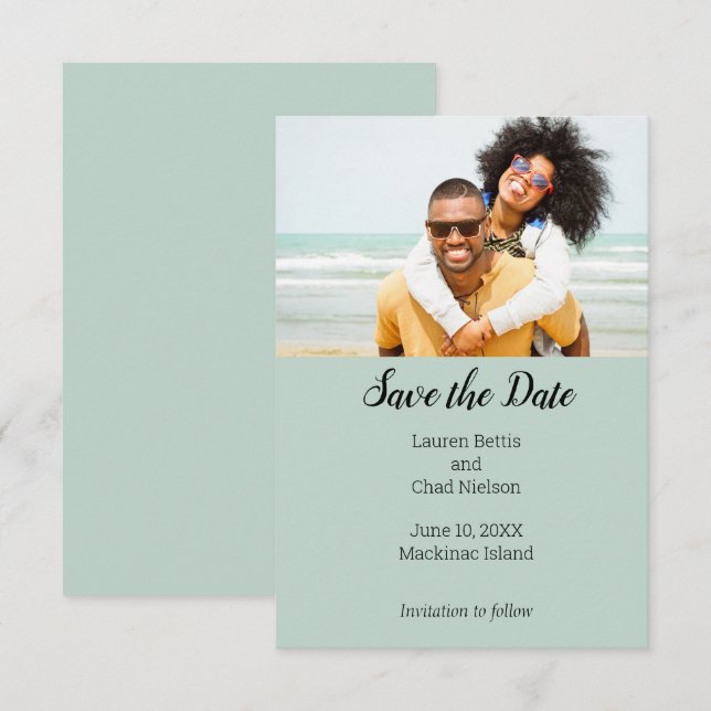 Invitación Foto de destino tropical de playa Guardar la fecha (Anverso / Reverso)