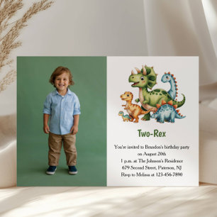 Invitación Foto de dinosaurio niño lindo Fiesta de cumpleaños