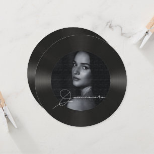 Invitación Foto de disco de vinilo retro Quinceañera