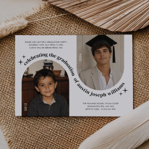 Invitación Foto de doble arco Graduación Entonces y Ahora