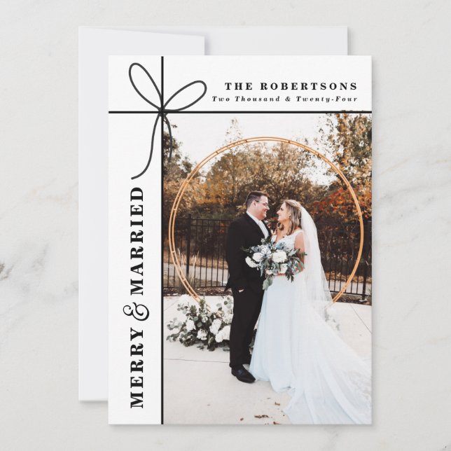 Invitación Foto de doble cara casada y mora gracias (Anverso)