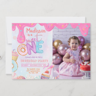 Invitación Foto de Donut Sweet One Invitation