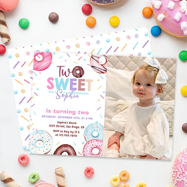 Invitación Foto de Donut Two Sweet Birthday Fiesta (Subido por el creador)