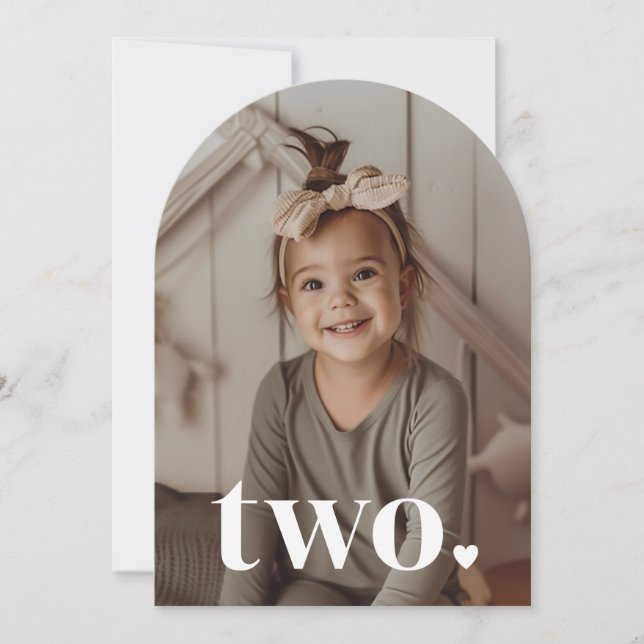 Invitación Foto de dos corazones arqueados en segundo cumplea (Anverso)