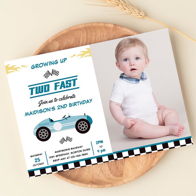 Invitación Foto de dos Fiestas de Carro de Carrera Rápida (Subido por el creador)
