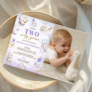 Invitación Foto de dos Fiestas del segundo cumpleaños de Sill