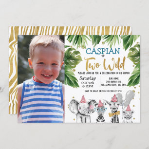 Invitación Foto de dos Fiestas salvajes de Safari el segundo