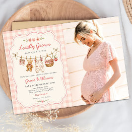 Invitación Foto de ducha de bebé en tendedero de cosecha loca