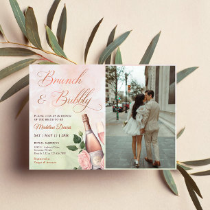 Invitación Foto de ducha de novia Brunéi y Bubbly Champagne