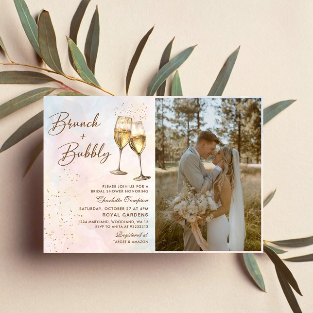 Invitación Foto de ducha de novia Brunéi y Bubbly Champagne (Subido por el creador)