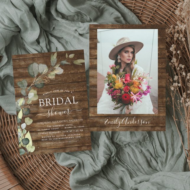 Invitación Foto de ducha de novia Eucalyptus Madera Rusa (Subido por el creador)