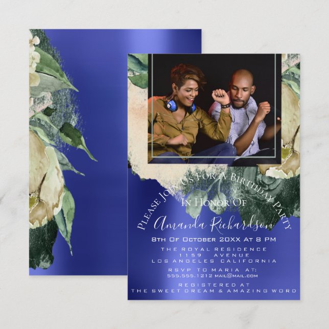 Invitación Foto de ducha de novia Maroon Fiesta de cumpleaños (Anverso / Reverso)