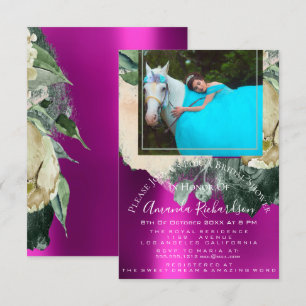 Invitación Foto De Ducha De Novias Nacimiento Floral Rosa Uni